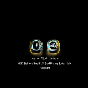 Fashion <b>Stud</b> <b>Earrings</b> 316L Stainless Steel PVD Gold Plating Sustainable Resistant - Product Image 3