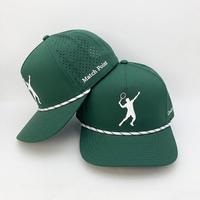Casquette de sport blanche personnalisée, imperméable, en polyester, avec ventilation découpée au laser, logo en caoutchouc, marque privée