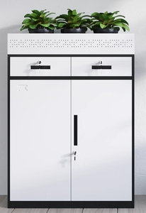 Lagers chrank halbe Höhe 2-türiger Metall-Akten schrank mit verstellbarem Regal mit 2 Schubladen - Product Image 3