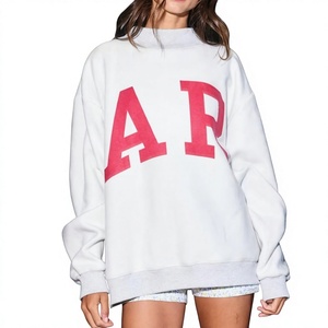 <b>Top</b> Quality Casual Women's Oversized Sweatshirts Long Sleeve <b>Mock</b>-<b>Neck</b> with Custom Logo Printed Front Winter Letter Pattern - Product Image 2