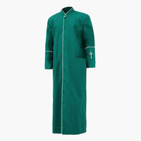 Robe de Prêtre en Polyester Mat en Gros, Col Montant, Uniforme de Pasteur d'Église avec Croix Brodé, Logo et Couleurs Personnalisables Disponibles