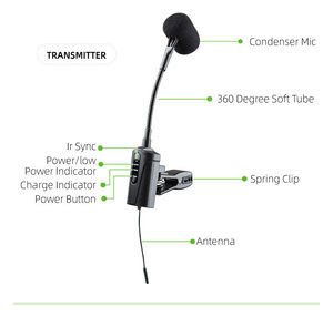 Instrumento de saxofón inalámbrico, sistema de micrófono de condensador UHF recargable profesional, Mejor Micrófono de saxofón con clip para la venta - Product Image 5