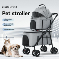 Doppelschichtiger Abnehmbarer Haustier-Kinderwagen für Kleine Hunde und Katzen mit Ein-Klick-Faltmechanismus und 360-Grad-Vorderrädern