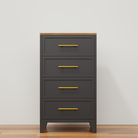 Armoire à tiroirs de chevet moderne Table de chevet en acier à 4 tiroirs pour chambre à coucher Prix de gros Commode peu encombrante au design chic