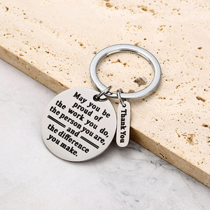 Offre Spéciale rond blanc en acier inoxydable porte-clés gravé slogan pouvez-vous être porte-clés bricolage cadeau personnalisé pour <span class=keywords><strong>les</strong></span> <span class=keywords><strong>collègues</strong></span> - Product Image 3