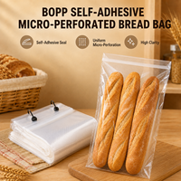 Sacs à pain en BOPP transparents micro-perforés imprimés sur mesure avec fermeture autocollante pour l'emballage automatique des boulangeries