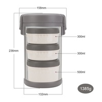 Thermos alimentaire isotherme à double paroi en acier inoxydable, grande capacité, avec sac et cuillère