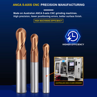 Fraise à bille en acier au tungstène HRC55 à 2 dents, profilée en arc R0.5-R10mm, fraise à bout sphérique CNC en carbure avec revêtement Altin