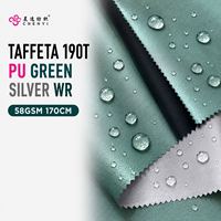Tissu 100% POLYESTER TAFFETA 190T PU Argenté Imperméable 55GSM à 58GSM 170CM Idéal pour Parapluie et Tente