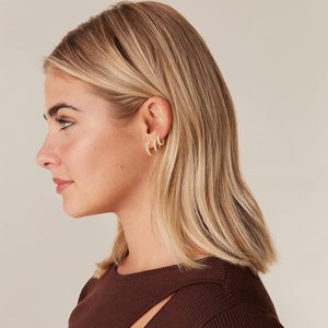 PAVOI Boucles d'oreilles créoles en tungstène doré pour femme, plaqué or 14 carats, tiges en argent sterling 925, lot de 3 paires de boucles d'oreilles créoles - Product Image 4