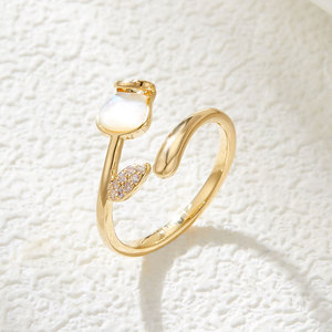Natural Seashell Tulip Open <b>Ring</b> Micro Inlaid Flower Index <b>Finger</b> <b>Ring</b> For Women Gift Jewelry - Product Image 4