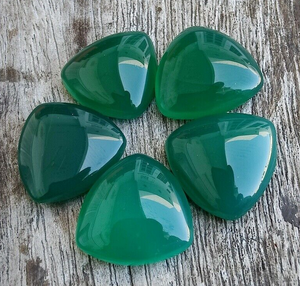 Ónix Verde Natural en Forma de Trillón, Cabujón Plano para Joyería, Anillos, Pulseras, Piedra de Nacimiento de Mayo para Hombres y Mujeres - Product Image 3