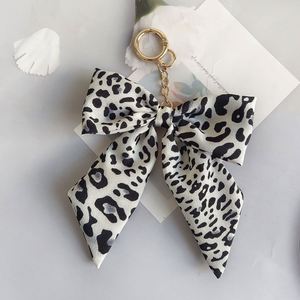 Autumn and Winter Leopard Print Bow Keychain Korean Style Fabric & Metal Ribbon Bag Pendant Creative <b>Car</b> - Product Image 2