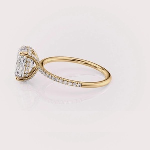 Anillo de Oro Amarillo/Rosa y Blanco Sólido de 18 Quilates con Incrustaciones de Diamantes Ovalados Cultivados en Laboratorio, Certificados por IGI, Chapados en Rodio, para Novia - Product Image 3