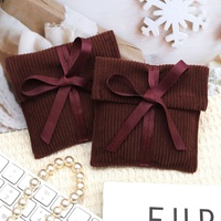 Sac d'emballage pour bijoux en coton écologique de luxe en velours côtelé pour collier, bagues, boucles d'oreilles, sac anti-poussière plat en coton avec logo