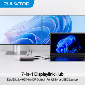Station d'accueil PULWTOP <span class=keywords><strong>USB</strong></span> <span class=keywords><strong>C</strong></span> <span class=keywords><strong>Displaylink</strong></span> avec double écran 4K60Hz pour MacBook M1/M2/M3/Windows DisplayPort ou HDMI, Ethernet - Product Image 1