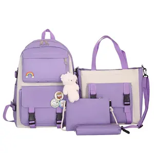 suppliers oem custom purple brevite teens school backpack stylish sleek polyester smell proof backpack with lock for teenager
