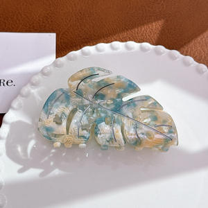 Jepit Rambut Akrilik Bentuk Daun Hijau Berkualitas Tinggi 9.3cm untuk Wanita dan Gadis, Cocok untuk Gaya Rambut Kuncir Kuda di Musim Semi dan Musim Panas, untuk Pesta - Product Image 5