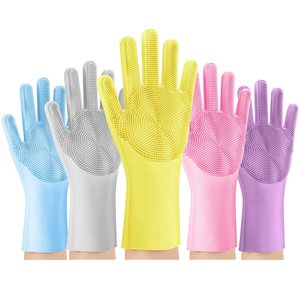 OEM Custom Logo Heat-resistant Design Silicone Cleaning Brush Scrubber <b>Gloves</b> Dish Washing <b>Gloves</b> - Product Image 5
