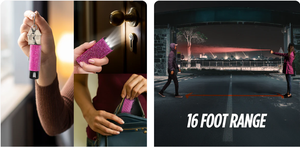 Porte-clés de défense personnelle professionnel en forme de diamant, rose, avec étui de transport, kit de défense avec strass, lampe torche, piles AAA, chaud - Product Image 4