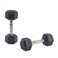 Haltères hexagonaux personnalisés Tellus Fitness avec logo, en fer et caoutchouc, de 5 lb à 125 lb, ensemble de poids, poignée ergonomique/droite, noir