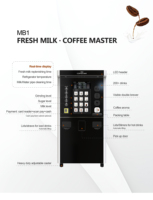 Distributeur automatique de café fraîchement moulu de qualité supérieure sans personnel en terminal aéroportuaire, réfrigérateur à lait à température constante, écran tactile