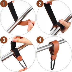 <span class=keywords><strong>Bolsa</strong></span> de bebé de cuero PU personalizada, gancho para cochecito, gancho para cochecito, mosquetón para colgar, Clip para cochecito, carrito de compras colgante - Product Image 6