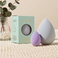 Batidora de belleza con logotipo personalizado, cajas de embalaje de papel, juego de esponjas en polvo, Cajas de Regalo para esponjas de maquillaje