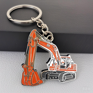 Bán buôn 3D thủy lực actuated máy xúc nặng máy phong cách kim loại móc chìa khóa xe ủi đất vòng chìa khóa cho công ty xây dựng Quà Tặng - Product Image 1