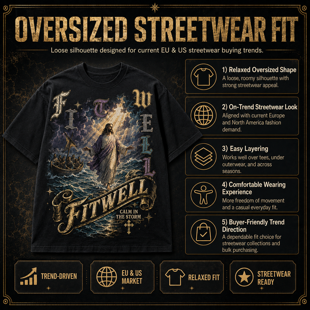 Custom Vintage Oversized Graphic T-Shirt Heavyweight Cotton Streetwear Tee for Faith Apparel Brands
