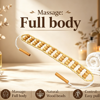 Rouleau de massage Gua Sha en bois grande taille anti-cellulite pour le corps, les muscles, le cou, les jambes, le dos avec corde