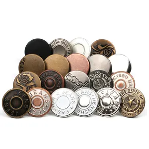 Accessoires pour vêtements Bouton et rivets en laiton métallique de 17mm de haute qualité Logo de bouton en denim pour veste Bouton en jean personnalisé pour jean