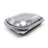 Boîte à lunch multifonctionnelle noire en PET/PP, jetable, compatible micro-ondes, écologique, pour pizza, sandwich, nouilles – Vente chaude usine