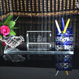 Juego de portalápices de cristal con apretón de manos para decoración de mesa - Product Image 1