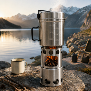 Réchaud à bois compact NBT pour l'extérieur et ensemble de cuisson, réchaud à bois <span class=keywords><strong>portable</strong></span> léger, kit de cuisine de camping - Product Image 4