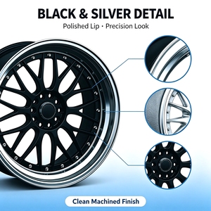 Cerchi in Lega Forgiati Personalizzati Nuovi in Alluminio 18x9.5 Offset <span class=keywords><strong>30</strong></span> Attacco 5x114.3 Foro Centrale 73.1mm Neri con Bordo Lavorato - Product Image 3