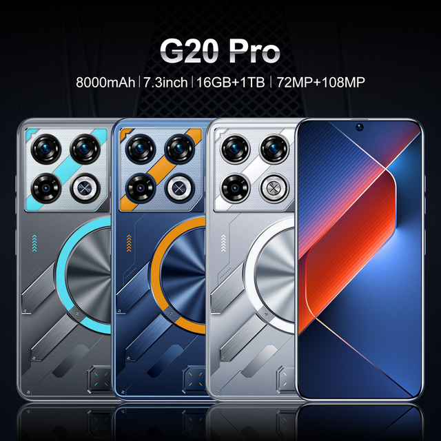 2025 Global Version GT20 Pro 5G Smartphone 7.3 Inch HD Full Screen Android 14 Dual Card 16GB+1TB High Quality Mobile 108MP