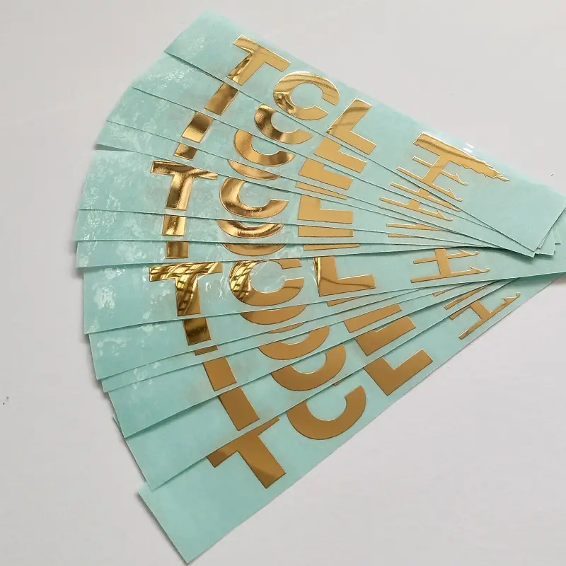 Custom clear gold foil heat gold transfer electroforming metal nickel 3D sticker label logo uv decal vinyl transfer sticker