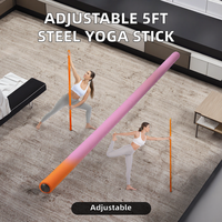 Bâton de yoga et de Pilates amélioré, 1,5 m, en acier allié robuste, réglable, pour la flexibilité, l'équilibre et la thérapie physique, unisexe