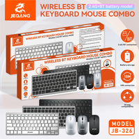 Jeqang JB-326 Yeni Plastik BT 2.4G Kablosuz Tam Boy Laptop Klavye Mouse Seti Çift Modlu Optik USB Arabirimli Tak ve Çalıştır