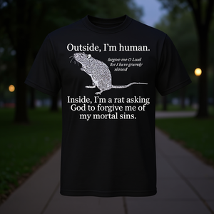 T-shirt « Outside I'm Human Inside I'm A Rat » noir unisexe taille adulte moyenne - Product Image 3