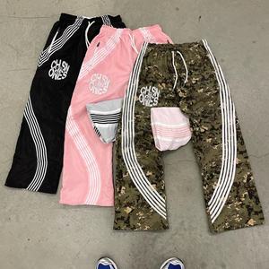 Custom Striped Heavyweight Stacked Nylon <b>Joggers</b> Straight <b>Wide</b> <b>Leg</b> Men's Pants Oversized Flared Baggy Print Camo Sweatpants - Product Image 1