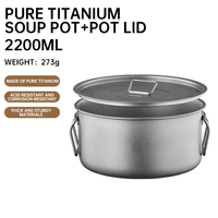 Pot en titane pur, pot léger pliable pour la randonnée, ensemble de camping vaisselle, pot à soupe portable et ensemble de poêle à frire pour les pique-niques