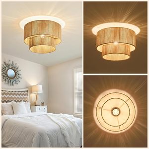 Lampada da Soffitto Semi-Incasso Stile Boho Farmhouse Joyinled, Doppio Strato 17.7\", <span class=keywords><strong>Paralume</strong></span> <span class=keywords><strong>in</strong></span> <span class=keywords><strong>Corda</strong></span> di Canapa Naturale per Interni - Product Image 5