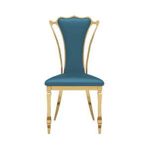 Muebles de comedor de lujo Silla de comedor moderna Silla de boda de cuero blanco dorado de metal de acero inoxidable para hotel - Product Image 3
