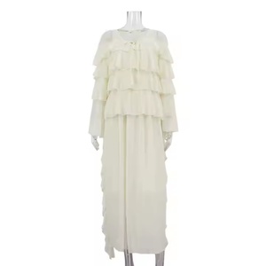 Robe d'été pour femme de haute qualité, en mousseline de coton, couleur unie, avec coutures, manches longues, élégante, grande taille, style modeste – Offre Spéciale - Product Image 5
