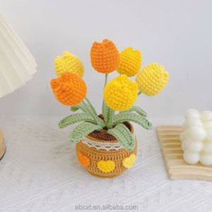 Decoración para el Hogar, Maceta de Flores Tejida a Crochet, Rosa, Margarita, Girasol, Planta en Maceta Hecha a Mano - Product Image 5