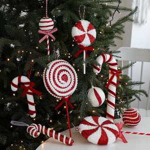 Adornos Navideños LINGKAI, Bastones de Caramelo Rojos y Blancos con Brillantina, Colgantes de Piruleta para Decoración de Árboles de Navidad y Fiestas - Product Image 3
