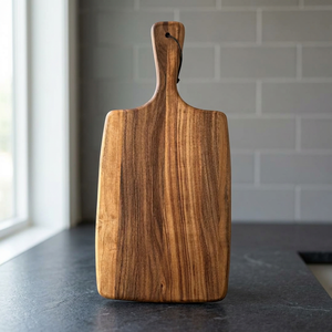 Tabla de Cortar Rectangular Rústica de Madera de Acacia con Mango de Madera Resistente, 1.2 cm de Grosor, Apta para Lavavajillas, Opción de Logotipo Personalizado para Carne y Queso - Product Image 1
