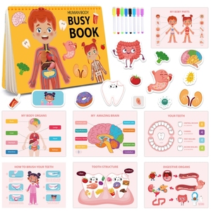 Livre d'activités HC Busy Book pour enfants, anatomie du <span class=keywords><strong>corps</strong></span> <span class=keywords><strong>humain</strong></span>, livre d'images coloré, activités d'apprentissage pour la maternelle, jouets sensoriels pour l'autisme, éducation précoce - Product Image 6